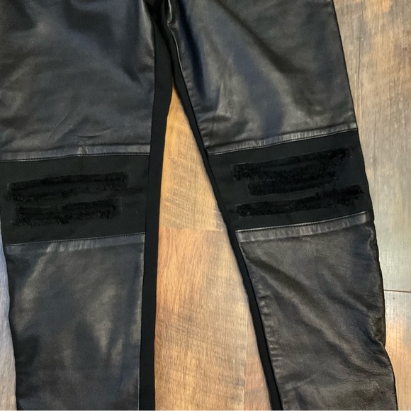 AS by DF Black Moto Leather Front Ripped Knees Leggings M - Picture 3 of 7